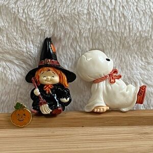 3 VTG 1980s Halloween Pins: Enesco Morehead Witch & Ghost + 1 Hallmark Pumpkin